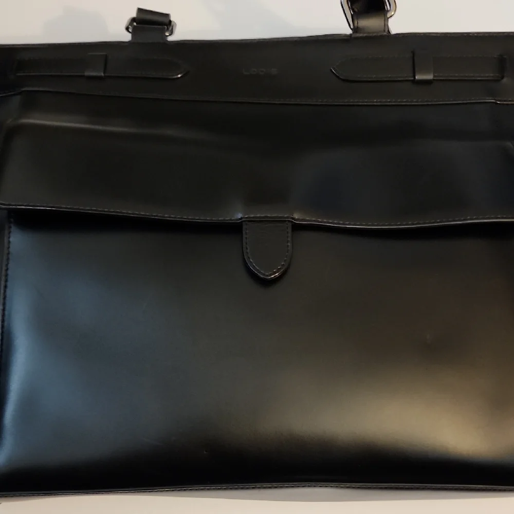 Lodis Black Leather Top-Handle Tote